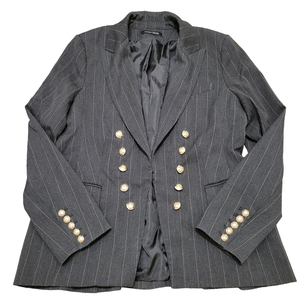 Ivanka Trump Gray Pinstripe Blazer with Gold Buttons